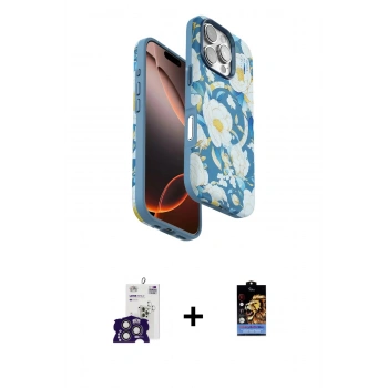MARSİLYAN™- iPhone 16 Pro Max Kılıf Siluet Doku - Siyah Buffer Hayalet Cam Ekran Koruyucu + Bilvis Titan Kamera Lens - TMGI