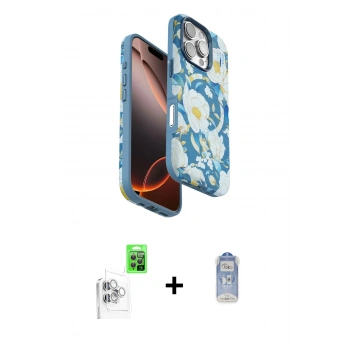 MARSİLYAN™- iPhone 16 Pro Max Kılıf Siluet Doku - Siyah Joko Magic 5D Cam + Raze Metal Kamera Lens - BZ