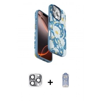 MARSİLYAN™- iPhone 16 Pro Max Kılıf Siluet Doku - Siyah Joko Magic 5D Cam + Pers Alüminyum Kamera Lens - GI