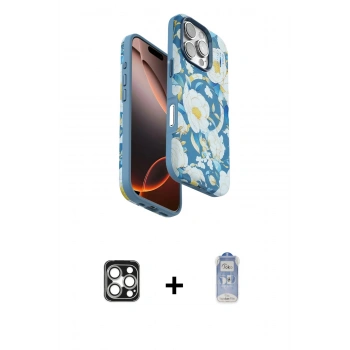 MARSİLYAN™- iPhone 16 Pro Max Kılıf Siluet Doku - Siyah Joko Magic 5D Cam + PVD Metal Kamera Lens - GS