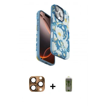 MARSİLYAN™- iPhone 16 Pro Max Kılıf Siluet Doku - Siyah Joko Magic 5D Hayalet Cam + Pers Alüminyum Kamera Lens - CLTM