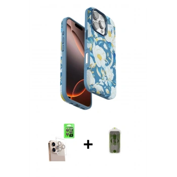 MARSİLYAN™- iPhone 16 Pro Max Kılıf Siluet Doku - Siyah Joko Magic 5D Hayalet Cam + Raze Metal Kamera Lens - NLGY