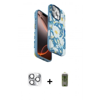 MARSİLYAN™- iPhone 16 Pro Max Kılıf Siluet Doku - Siyah Joko Magic 5D Hayalet Cam + Pers Alüminyum Kamera Lens - GS