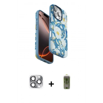 MARSİLYAN™- iPhone 16 Pro Max Kılıf Siluet Doku - Siyah Joko Magic 5D Hayalet Cam + Pers Alüminyum Kamera Lens - GI