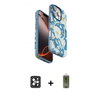 MARSİLYAN™- iPhone 16 Pro Max Kılıf Siluet Doku - Siyah Joko Magic 5D Hayalet Cam + PVD Metal Kamera Lens - SH