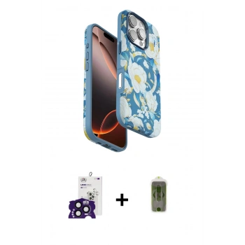 MARSİLYAN™- iPhone 16 Pro Max Kılıf Siluet Doku - Siyah Joko Magic 5D Hayalet Cam + Bilvis Titan Kamera Lens - SH