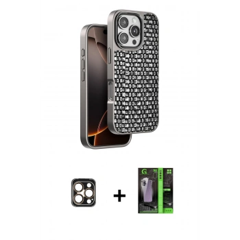 MARSİLYAN™- iPhone 16 Pro Max Kılıf Siluet Form Serisi - Şeffaf 360 Full Body Arka Koruyucu + PVD Metal Kamera Lens - GD
