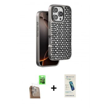 MARSİLYAN™- iPhone 16 Pro Max Kılıf Siluet Form Serisi - Şeffaf Pasifik Cam Ekran Koruyucu + Raze Metal Kamera Lens - CLTM