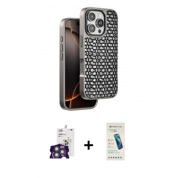 MARSİLYAN™- iPhone 16 Pro Max Kılıf Siluet Form Serisi - Şeffaf Pasifik Cam Ekran Koruyucu + Bilvis Titan Kamera Lens - GS