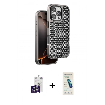 MARSİLYAN™- iPhone 16 Pro Max Kılıf Siluet Form Serisi - Şeffaf Pasifik Cam Ekran Koruyucu + Bilvis Titan Kamera Lens - TMGI