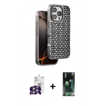 MARSİLYAN™- iPhone 16 Pro Max Kılıf Siluet Form Serisi - Siyah 360 Mat Full Body Arka Koruyucu + Bilvis Titan Kamera Lens - GS