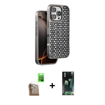 MARSİLYAN™- iPhone 16 Pro Max Kılıf Siluet Form Serisi - Siyah 360 Mat Full Body Arka Koruyucu + Raze Metal Kamera Lens - CLTM