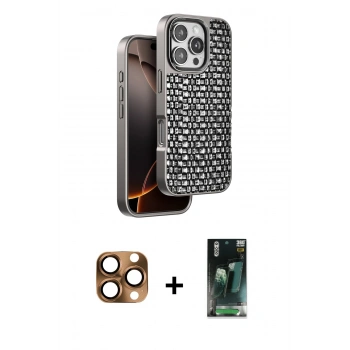 MARSİLYAN™- iPhone 16 Pro Max Kılıf Siluet Form Serisi - Siyah 360 Mat Full Body Arka Koruyucu + Pers Alüminyum Kamera Lens - CLTM