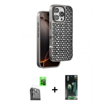 MARSİLYAN™- iPhone 16 Pro Max Kılıf Siluet Form Serisi - Siyah 360 Mat Full Body Arka Koruyucu + Raze Metal Kamera Lens - SH