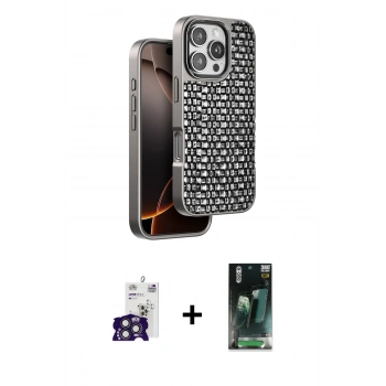 MARSİLYAN™- iPhone 16 Pro Max Kılıf Siluet Form Serisi - Siyah 360 Mat Full Body Arka Koruyucu + Bilvis Titan Kamera Lens - TMGI