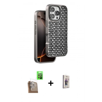 MARSİLYAN™- iPhone 16 Pro Max Kılıf Siluet Form Serisi - Siyah Bilvis 3D Cam Ekran Koruyucu + Raze Metal Kamera Lens - CLTM