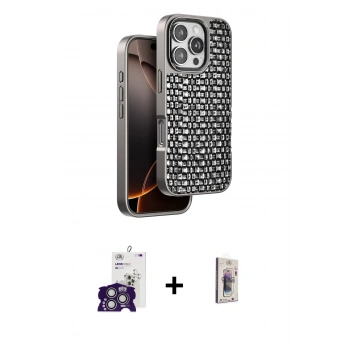 MARSİLYAN™- iPhone 16 Pro Max Kılıf Siluet Form Serisi - Siyah Bilvis 3D Cam Ekran Koruyucu + Bilvis Titan Kamera Lens - GS