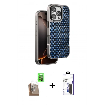 MARSİLYAN™- iPhone 16 Pro Max Kılıf Siluet Form Serisi - Siyah Bilvis 3X AR Hayalet Cam Ekran Koruyucu + Raze Metal Kamera Lens - CLTM