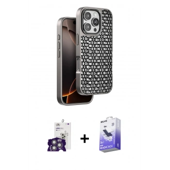 MARSİLYAN™- iPhone 16 Pro Max Kılıf Siluet Form Serisi - Siyah Bilvis 5in1 5D Magic Hayalet Cam Ekran Koruyucu + Bilvis Titan Kamera Lens - GS