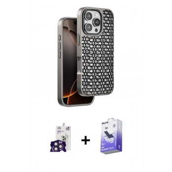 MARSİLYAN™- iPhone 16 Pro Max Kılıf Siluet Form Serisi - Siyah Bilvis 5in1 5D Magic Hayalet Cam Ekran Koruyucu + Bilvis Titan Kamera Lens - TMGI