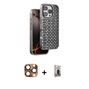 MARSİLYAN™- iPhone 16 Pro Max Kılıf Siluet Form Serisi - Siyah Bilvis Hayalet Cam Ekran Koruyucu + Pers Alüminyum Kamera Lens - CLTM
