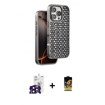 MARSİLYAN™- iPhone 16 Pro Max Kılıf Siluet Form Serisi - Siyah Buffer Cam Ekran Koruyucu + Bilvis Titan Kamera Lens - SH