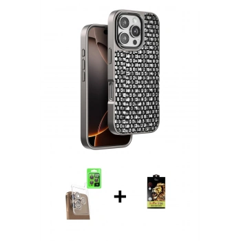 MARSİLYAN™- iPhone 16 Pro Max Kılıf Siluet Form Serisi - Siyah Buffer Cam Ekran Koruyucu + Raze Metal Kamera Lens - CLTM