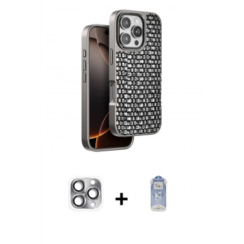 MARSİLYAN™- iPhone 16 Pro Max Kılıf Siluet Form Serisi - Siyah Joko Magic 5D Cam + Pers Alüminyum Kamera Lens - GI
