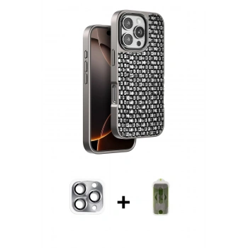 MARSİLYAN™- iPhone 16 Pro Max Kılıf Siluet Form Serisi - Siyah Joko Magic 5D Hayalet Cam + Pers Alüminyum Kamera Lens - GI