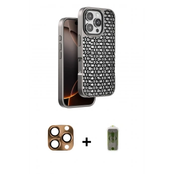MARSİLYAN™- iPhone 16 Pro Max Kılıf Siluet Form Serisi - Siyah Joko Magic 5D Hayalet Cam + Pers Alüminyum Kamera Lens - CLTM
