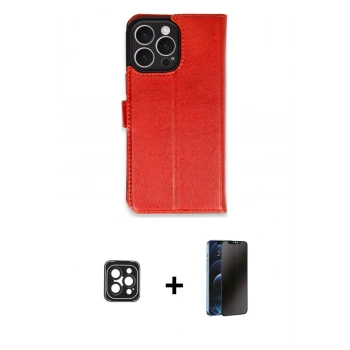 MARSİLYAN™- iPhone 16 Pro Max Kılıf Siluet Işık Serisi - Siyah 3D Antistatik Hayalet Cam Ekran Koruyucu + PVD Metal Kamera Lens - SH