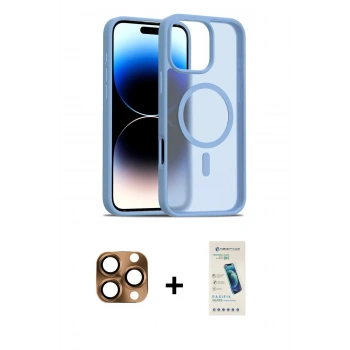 MARSİLYAN™- iPhone 16 Pro Max Kılıf Siluet Minimal Prime - Şeffaf Pasifik Cam Ekran Koruyucu + Pers Alüminyum Kamera Lens - CLTM