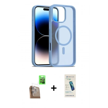 MARSİLYAN™- iPhone 16 Pro Max Kılıf Siluet Minimal Prime - Şeffaf Pasifik Cam Ekran Koruyucu + Raze Metal Kamera Lens - CLTM