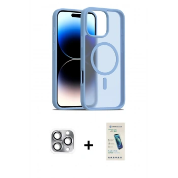 MARSİLYAN™- iPhone 16 Pro Max Kılıf Siluet Minimal Prime - Şeffaf Pasifik Cam Ekran Koruyucu + Pers Alüminyum Kamera Lens - GI