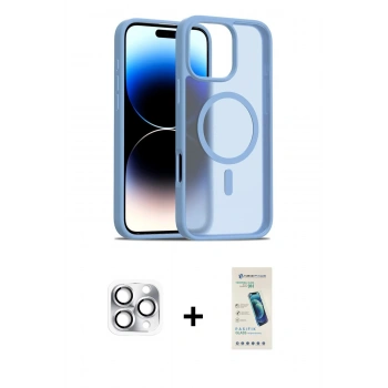 MARSİLYAN™- iPhone 16 Pro Max Kılıf Siluet Minimal Prime - Şeffaf Pasifik Cam Ekran Koruyucu + Pers Alüminyum Kamera Lens - GS
