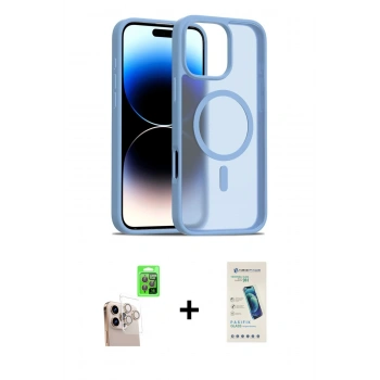 MARSİLYAN™- iPhone 16 Pro Max Kılıf Siluet Minimal Prime - Şeffaf Pasifik Cam Ekran Koruyucu + Raze Metal Kamera Lens - NLGY