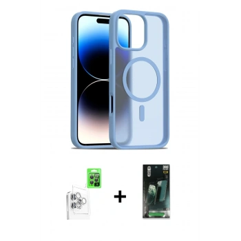MARSİLYAN™- iPhone 16 Pro Max Kılıf Siluet Minimal Prime - Siyah 360 Mat Full Body Arka Koruyucu + Raze Metal Kamera Lens - BZ