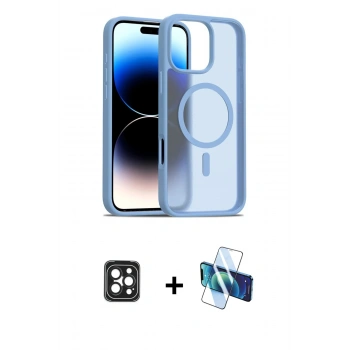 MARSİLYAN™- iPhone 16 Pro Max Kılıf Siluet Minimal Prime - Siyah 3D Antistatik Cam Ekran Koruyucu + PVD Metal Kamera Lens - SH