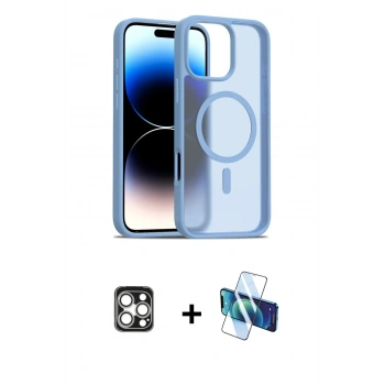 MARSİLYAN™- iPhone 16 Pro Max Kılıf Siluet Minimal Prime - Siyah 3D Antistatik Cam Ekran Koruyucu + PVD Metal Kamera Lens - GS