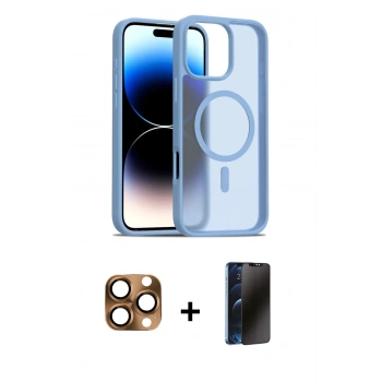 MARSİLYAN™- iPhone 16 Pro Max Kılıf Siluet Minimal Prime - Siyah 3D Antistatik Hayalet Cam Ekran Koruyucu + Pers Alüminyum Kamera Lens - CLTM