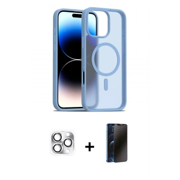 MARSİLYAN™- iPhone 16 Pro Max Kılıf Siluet Minimal Prime - Siyah 3D Antistatik Hayalet Cam Ekran Koruyucu + Pers Alüminyum Kamera Lens - GS