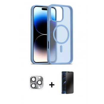 MARSİLYAN™- iPhone 16 Pro Max Kılıf Siluet Minimal Prime - Siyah 3D Antistatik Hayalet Cam Ekran Koruyucu + Pers Alüminyum Kamera Lens - GI
