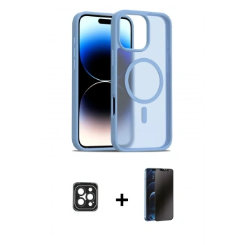 MARSİLYAN™- iPhone 16 Pro Max Kılıf Siluet Minimal Prime - Siyah 3D Antistatik Hayalet Cam Ekran Koruyucu + PVD Metal Kamera Lens - SH