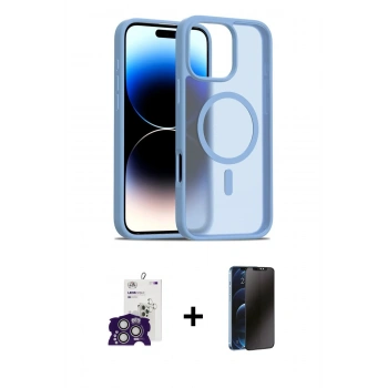MARSİLYAN™- iPhone 16 Pro Max Kılıf Siluet Minimal Prime - Siyah 3D Antistatik Hayalet Cam Ekran Koruyucu + Bilvis Titan Kamera Lens - GS