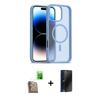MARSİLYAN™- iPhone 16 Pro Max Kılıf Siluet Minimal Prime - Siyah 3D Antistatik Hayalet Cam Ekran Koruyucu + Raze Metal Kamera Lens - CLTM