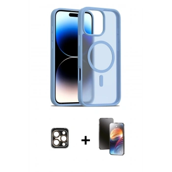 MARSİLYAN™- iPhone 16 Pro Max Kılıf Siluet Minimal Prime - Siyah 3D Antistatik Mat Seramik Nano Ekran Koruyucu + PVD Metal Kamera Lens - GD