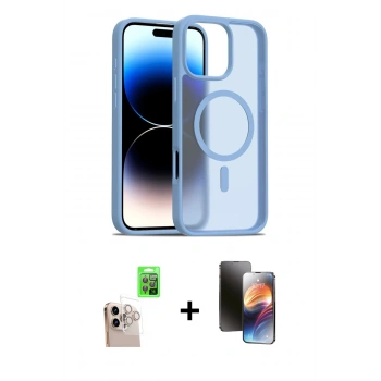 MARSİLYAN™- iPhone 16 Pro Max Kılıf Siluet Minimal Prime - Siyah 3D Antistatik Mat Seramik Nano Ekran Koruyucu + Raze Metal Kamera Lens - NLGY