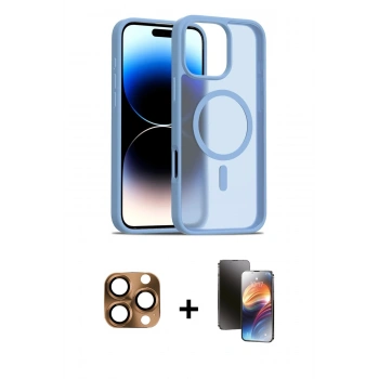 MARSİLYAN™- iPhone 16 Pro Max Kılıf Siluet Minimal Prime - Siyah 3D Antistatik Mat Seramik Nano Ekran Koruyucu + Pers Alüminyum Kamera Lens - CLTM