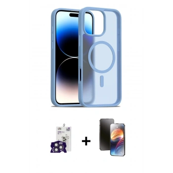 MARSİLYAN™- iPhone 16 Pro Max Kılıf Siluet Minimal Prime - Siyah 3D Antistatik Mat Seramik Nano Ekran Koruyucu + Bilvis Titan Kamera Lens - TMGI