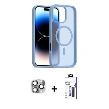 MARSİLYAN™- iPhone 16 Pro Max Kılıf Siluet Minimal Prime - Siyah Bilvis 3X AR Hayalet Cam Ekran Koruyucu + Pers Alüminyum Kamera Lens - GI